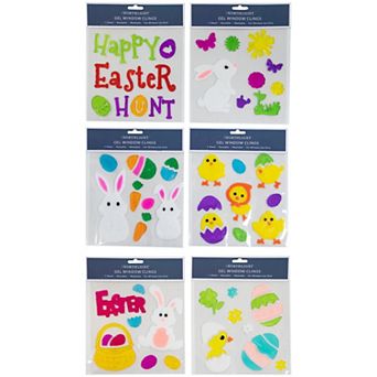 Northlight 6 pc Double Sided Easter Gel Window Clings Decor Set