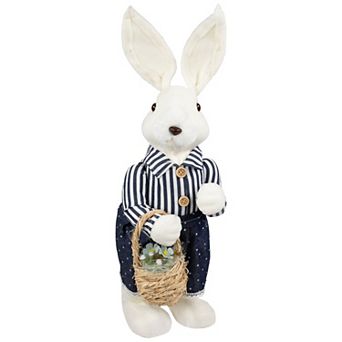 Northlight 19 Inch Standing Girl Bunny with Basket Easter Figure Floor Decor