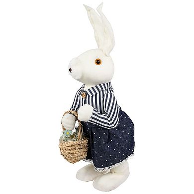 Northlight 19 Inch Standing Girl Bunny with Basket Easter Figure Floor Decor