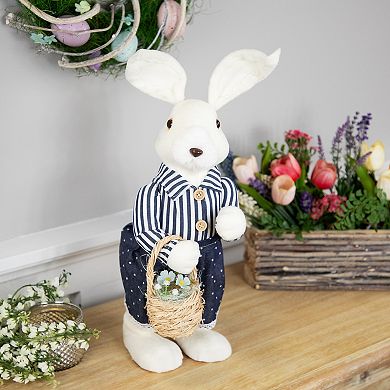 Northlight 19 Inch Standing Girl Bunny with Basket Easter Figure Floor Decor