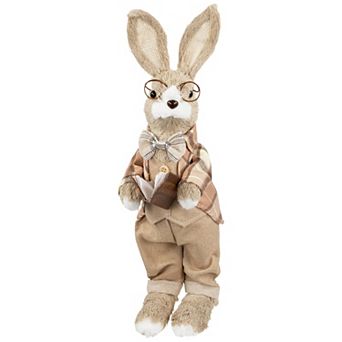 Northlight Rustic Boy Rabbit Easter Figure with Book Table Decor