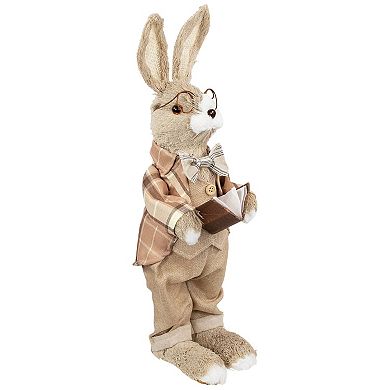 Northlight Rustic Boy Rabbit Easter Figure with Book Table Decor
