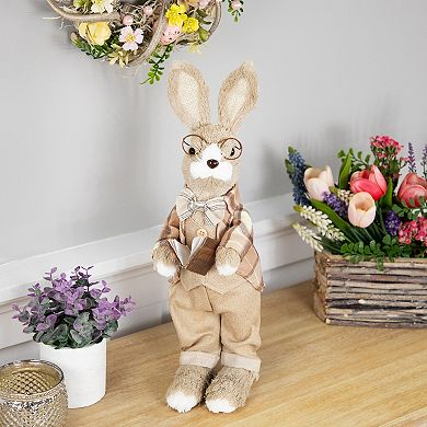 Northlight Rustic Boy Rabbit Easter Figure with Book Table Decor