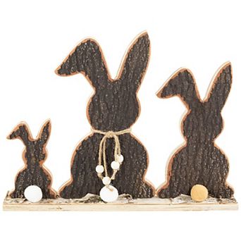 Northlight Rabbit Trio Wooden Tree Bark Decoration Table Decor