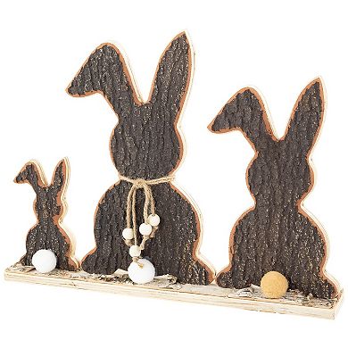 Northlight Rabbit Trio Wooden Tree Bark Decoration Table Decor