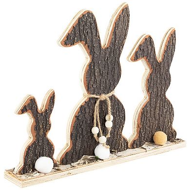 Northlight Rabbit Trio Wooden Tree Bark Decoration Table Decor