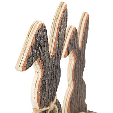 Northlight Rabbit Trio Wooden Tree Bark Decoration Table Decor