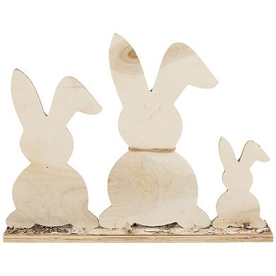 Northlight Rabbit Trio Wooden Tree Bark Decoration Table Decor