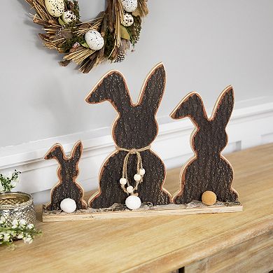 Northlight Rabbit Trio Wooden Tree Bark Decoration Table Decor