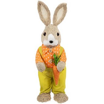Northlight 16 Inch Standing Boy Rabbit with Carrot Figurine