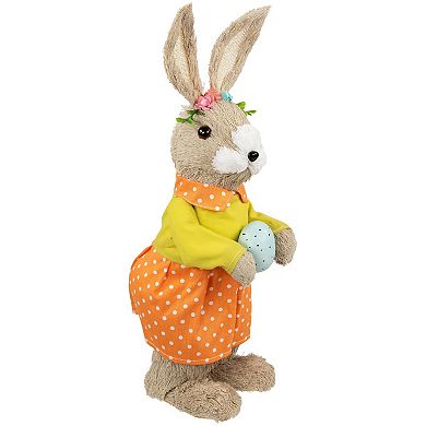 Northlight 15 Inch Standing Girl Rabbit with Easter Egg Figure