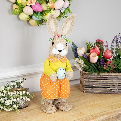 Northlight 15 Inch Standing Girl Rabbit with Easter Egg Figure