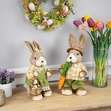Northlight Rustic Boy Rabbit with Carrot Standing Easter Figure Table Decor