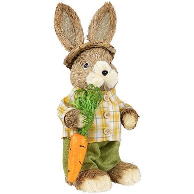 Northlight Rustic Boy Rabbit with Carrot Standing Easter Figure Table Decor