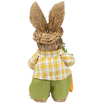 Northlight Rustic Boy Rabbit with Carrot Standing Easter Figure Table Decor