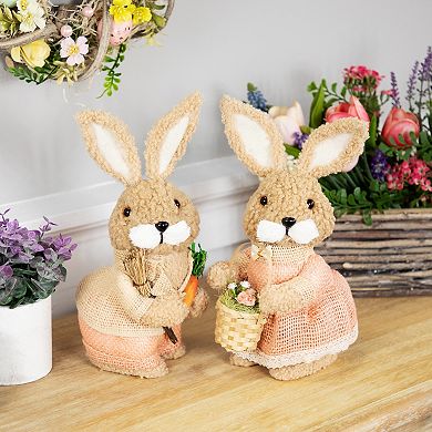 Northlight 11 Inch Plush Boy Easter Rabbit Figurine with Carrots