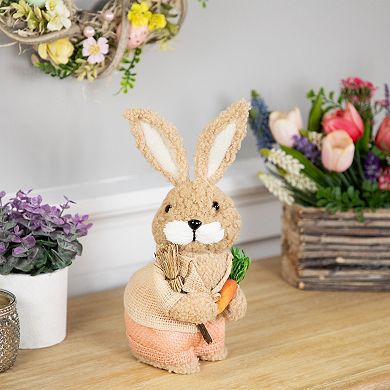 Northlight 11 Inch Plush Boy Easter Rabbit Figurine with Carrots