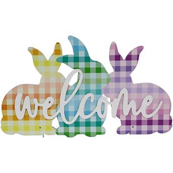 Northlight Gingham Bunnies Welcome Wall Decor