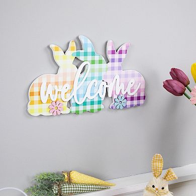 Northlight Gingham Bunnies Welcome Wall Decor