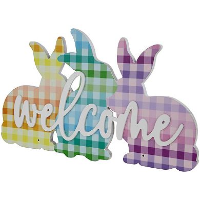 Northlight Gingham Bunnies Welcome Wall Decor