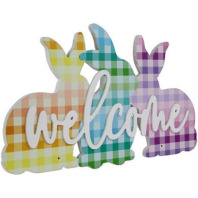 Northlight Gingham Bunnies Welcome Wall Decor