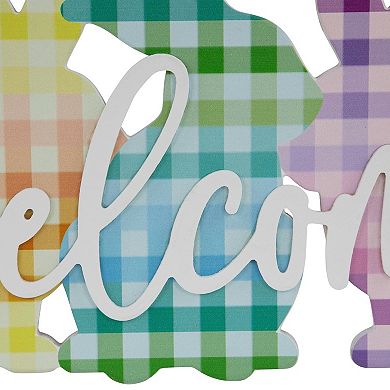Northlight Gingham Bunnies Welcome Wall Decor
