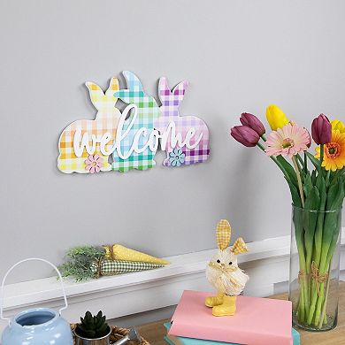 Northlight Gingham Bunnies Welcome Wall Decor