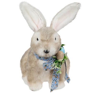 Northlight 8 Inch Plush Rabbit with Floral Bow Figurine Table Decor