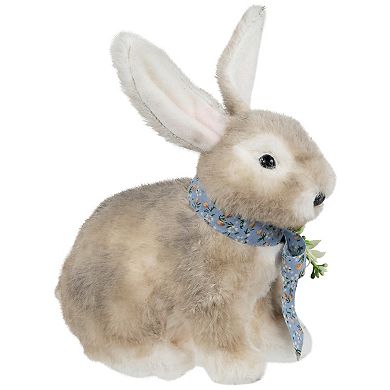 Northlight 8 Inch Plush Rabbit with Floral Bow Figurine Table Decor