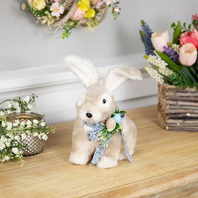 Northlight 8 Inch Plush Rabbit with Floral Bow Figurine Table Decor