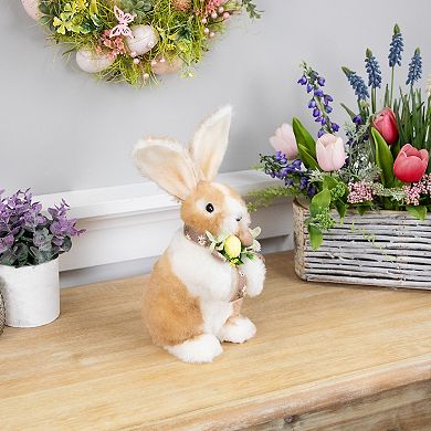 Northlight Plush Rabbit with Floral Bow Figurine Table Decor