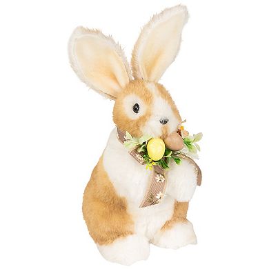 Northlight Plush Rabbit with Floral Bow Figurine Table Decor