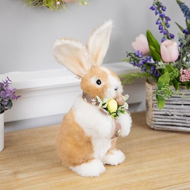 Northlight Plush Rabbit with Floral Bow Figurine Table Decor