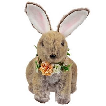 Northlight Plush Rabbit with Flower Wreath Figurine Table Decor