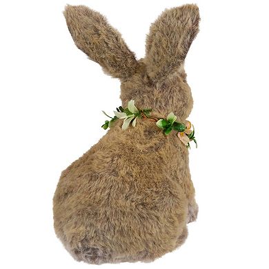Northlight Plush Rabbit with Flower Wreath Figurine Table Decor