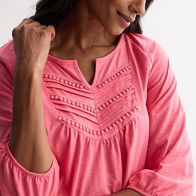Women's Croft & Barrow® Bobble Split Neck Top