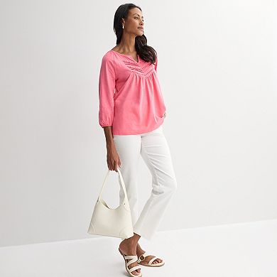 Women's Croft & Barrow® Bobble Split Neck Top