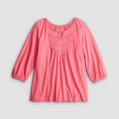 Women's Croft & Barrow® Bobble Split Neck Top