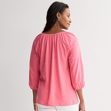 Women's Croft & Barrow® Bobble Split Neck Top