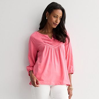 Women's Croft & Barrow® Bobble Split Neck Top