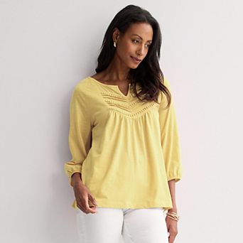 Women's Croft & Barrow® Bobble Split Neck Top