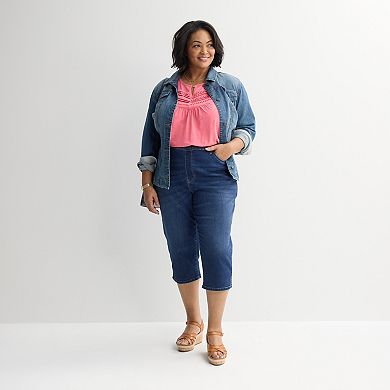 Plus Size Croft & Barrow® Bobble Split Neck Top