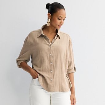 Women's Sonoma Goods For Life® Oversized Boyfriend Shirt