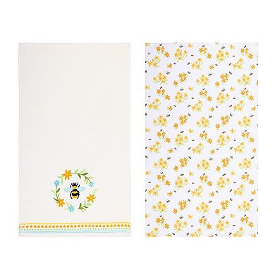 Celebrate Together Fall 2-Pack Bee Wreath Kitchen Towels