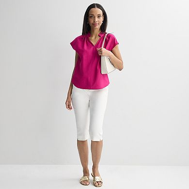 Women's Nine West Ruffle Neck Popover Blouse