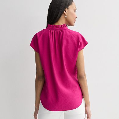 Women's Nine West Ruffle Neck Popover Blouse