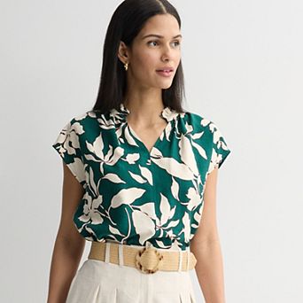 Women's Nine West Ruffle Neck Popover Blouse