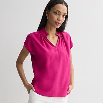 Women's Nine West Ruffle Neck Popover Blouse