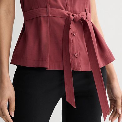 Women's Nine West Sleeveless Belted Top