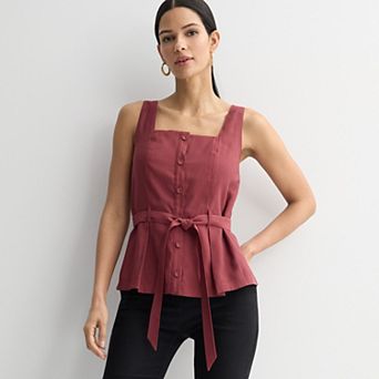 Women's Nine West Sleeveless Belted Top